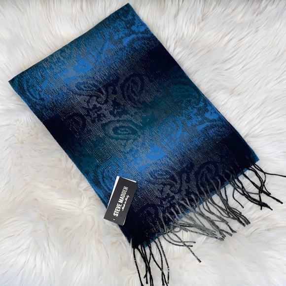 NWT Steve Madden Mid-Weight Ombré Paisley Muffler Scarf-Blue - Picture 1 of 6